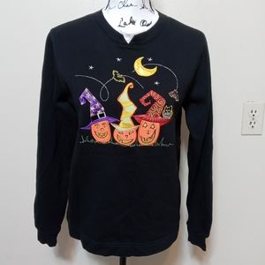 White Stag Fall Halloween Pumpkin Witch Sweater S